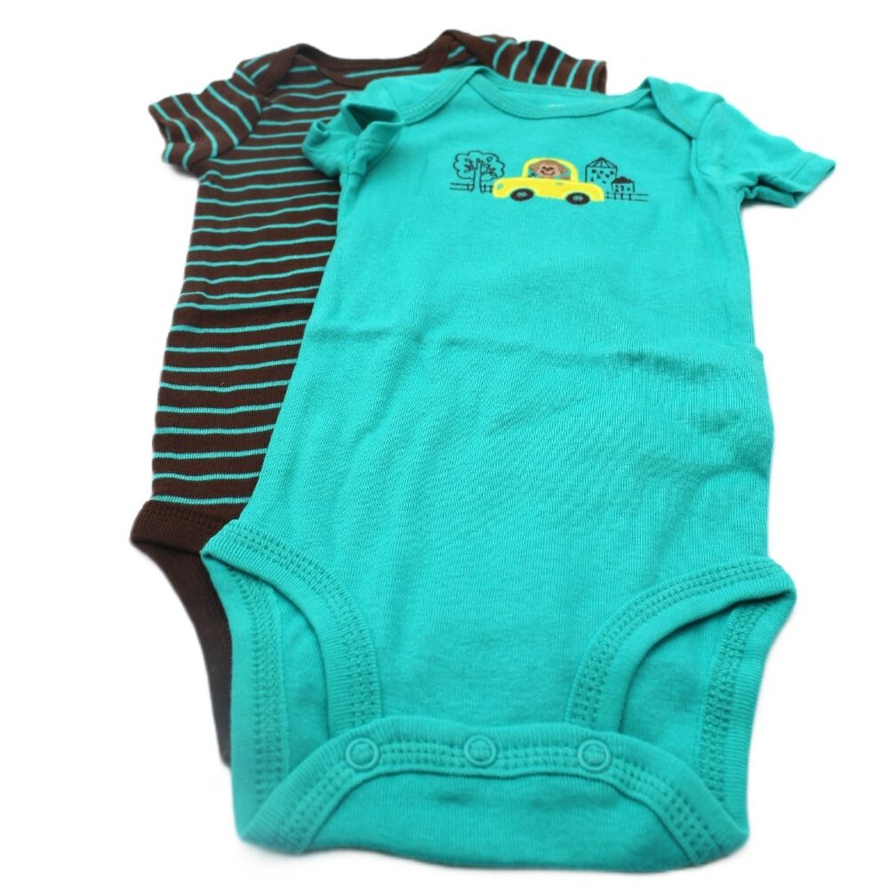 2 Carter’s Just One You Baby Boy 3 Months Bodysuit Striped & Monkey Print NWOT